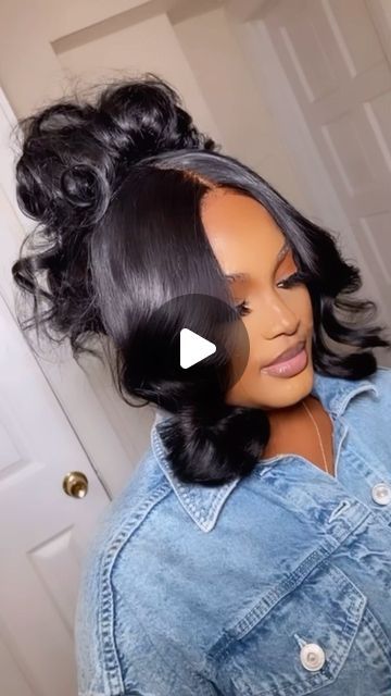 @dmicheleco on Instagram: "Closure qw with pin up. so teaaaa 😍😫" Pinups Hairstyles For Black Women, Pin Up Wig Hairstyles, Curly Pin Up Hairstyles Black Women, Pin Ups Hairstyles For Black Women, Pin Up Styles For Black Women, 90s Inspired Hairstyles Black Women, Pin Up Hairstyles For Black Women, Pin Up Curls, Birthday Inspo