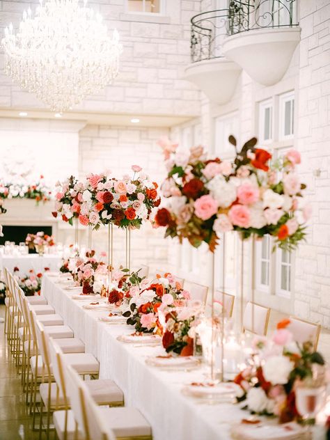 Red Pink And Cream Wedding, Red Pink White Green Wedding, Red White Pink Wedding, Valentine’s Day Wedding, Red And Blush Wedding, Red Pink Wedding, December Wedding Colors, Red And Pink Wedding, Shaadi Decor