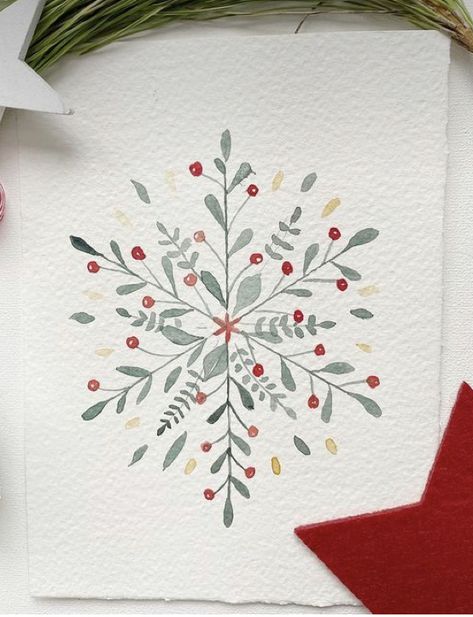 Watercolor Christmas Cards Diy, Handcrafted Christmas Cards, Painted Christmas Cards, Watercolor Paintings For Beginners, Winter Watercolor, Christmas Card Art, Diy Watercolor Painting, Watercolor Christmas Cards, Watercolor Flower Art