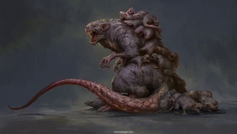 ArtStation - Rat Creature Design, Russell Dongjun Lu Warhammer Fantasy Roleplay, Creature Fantasy, Concept Art World, Monster Concept Art, Classic Monsters, Fantasy Monster, Weird Creatures, Monster Design, Creature Concept Art