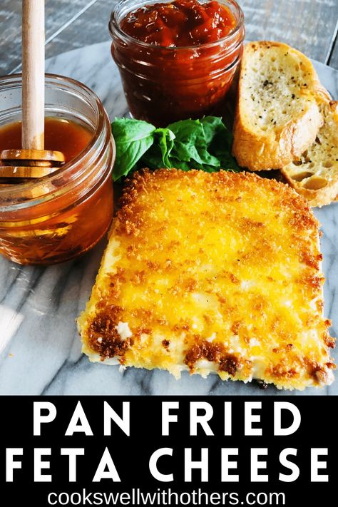 Deep Fried Feta Cheese, Appetizer Recipes With Feta Cheese, Pan Fried Feta Cheese, Pan Fried Feta, Fried Cheese Salad, What To Do With Feta Cheese, Fried Feta With Honey, What To Make With Feta Cheese, Recipes Feta Cheese