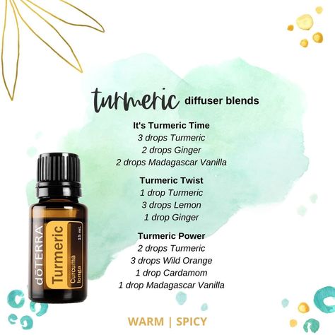 Turmeric Essential Oil, Doterra Diffuser, Doterra Diffuser Blends, Turmeric Oil, Essential Oil Diffuser Blends Recipes, Ginger Turmeric, Essential Oil Benefits, Essential Oil Diffuser Blends, Wild Orange