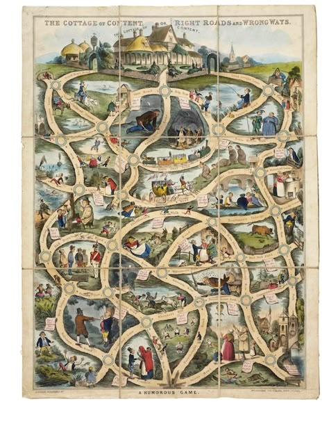 In Pictures: Vintage Board Games At The V&A | Londonist Vintage Game Boards, Indians Game, Museum Of Childhood, Game Place, Snakes And Ladders, Illustrated Maps, Board Game Design, Vintage Board Games, Game Boards