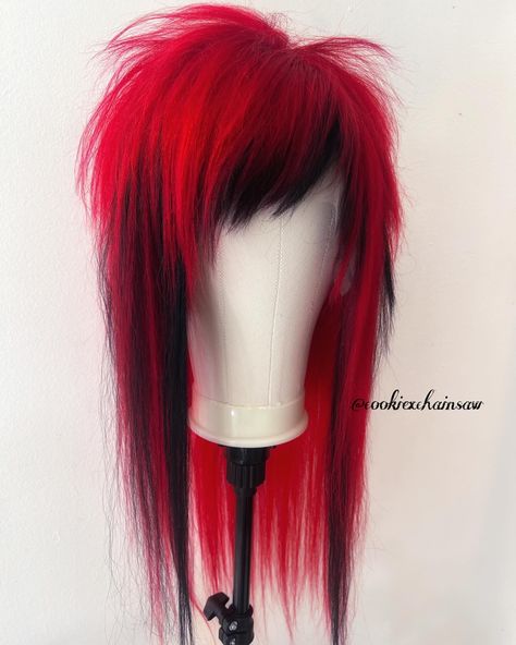 red & black for the queen @trashmob 🩸 why dye your hair red and deal with the upkeep when you could just get this?😏 using: @manicpanicnyc … | Instagram Emo Hair Dye Ideas, Emo Hair Dye, Red Emo Hair, Half Red Half Black Hair, Manic Panic Red, Red Scene Hair, Scene Wig, Wig Shop, Scene Queens