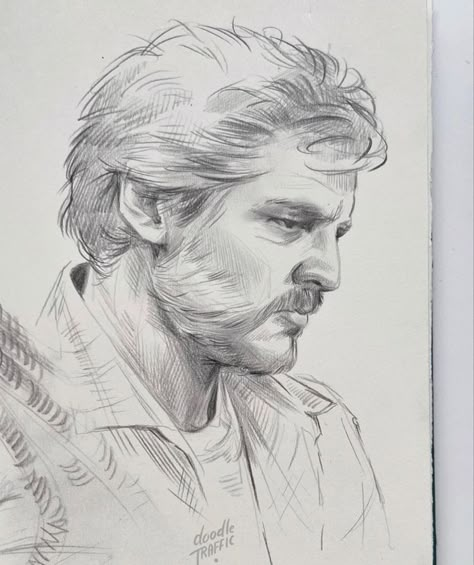 Pedro Pascal Pedro Pascal Doodle, Doodle Traffic, Sketch Face, Cityscape Drawing, Graphic Design Portfolio Cover, Watercolor Art Face, Drawing Realistic, Soulmate Sketch, Drawing People Faces