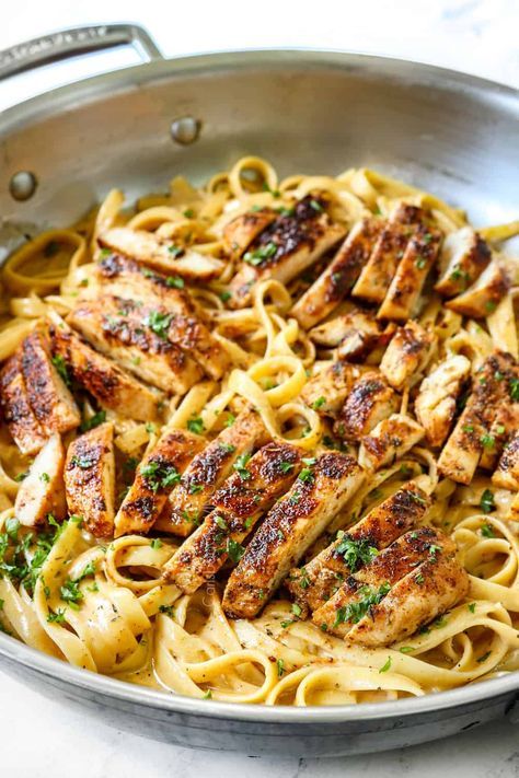 Blackened Chicken Alfredo with the BEST Chicken (+Video) Blackened Chicken Alfredo, Chicken Alfredo Recipe, Cajun Chicken Pasta Recipes, Cajun Chicken Alfredo, Chicken And Pasta, Chicken Florentine, Chicken Alfredo Recipes, Chicken Alfredo Pasta, Blackened Chicken