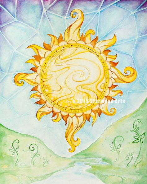 Sun Rise Mandala by starwoodarts.deviantart.com on @deviantART Pretty Sun Drawing, Sun Mandala Art, Golden Sun Painting, Rising Sun Mandala, Hippie Sun Art Bohemian, Sun Mandala, Pagan Spirituality, Sun Moon Stars, Sun Art