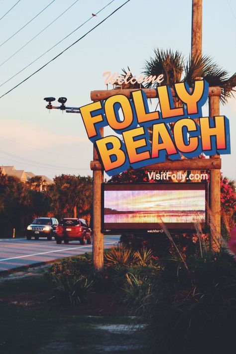 Charleston Christmas, Folly Beach South Carolina, Charleston Travel Guide, Folly Beach Sc, Beach Drawing, Charleston Travel, Sea To Shining Sea, Folly Beach, Beach Signs