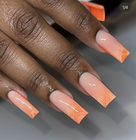 Jamaica Nails, Orange Acrylic Nails, Holiday Acrylic Nails, Aqua Nails, Cow Nails, Summer Nail Designs, New Nail Designs, Ombre Nail Designs, Short Square Acrylic Nails