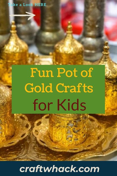 No matter what holiday you’re celebrating, or even if you’re just in the mood for a little shine in your crafting projects, Craft Whack has pulled together this post filled with fun pot of gold crafts for kids. Keep the little ones busy and entertained while they make a Pot of Gold from a glass jar, a paper pot of gold made from card stock, and a felt pot of gold. These fun activities use a minimum of supplies. Let’s get gold-crafting here. #PotOfGoldCrafts #KidsCrafts #ArtsAndCrafts #Crafts Gold Crafts For Kids, Felt Pot, The Leprechaun, Paper Pot, Vbs Crafts, Art Resources, Diy Pots, Repurposed Items, Children's Art