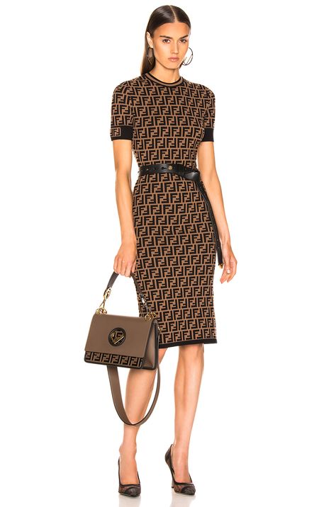 Fendi Knit Dress in Tobacco | FWRD Fendi Outfits Women, Fendi Outfits, Fendi Outfit, Haute Couture Style, Yeezy Fashion, Fendi Clothing, Fendi Dress, Corporate Fashion, New Accessories