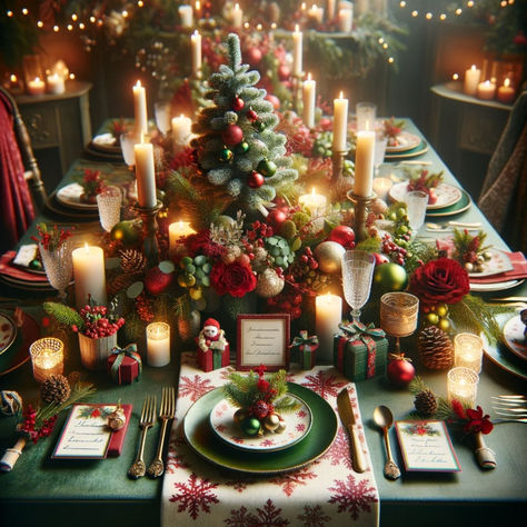 Christmas Table Decor Ideas Christmas Table Red And Green, Red And Green Christmas Table Setting, Red And Green Christmas Table Decor, Red And White Christmas Table, White Christmas Table Decor, White Christmas Table Setting, Red And Green Christmas Table, Red And Green Christmas Decor, Red Table Settings