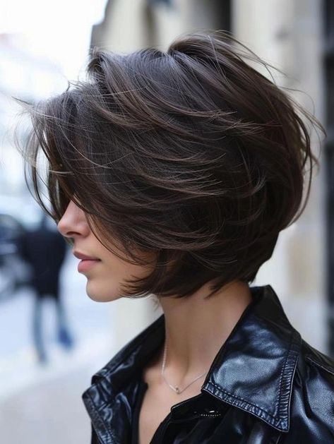 Short Layers Bob Hairstyles, Short Hairstyles With Layers Medium, Short Layer Bob Haircut, Different Short Haircuts For Women, Different Bob Styles, Bob Layers Short, Bob Cut For Thick Hair, Pixy Hairstyle, Very Short Layered Haircuts