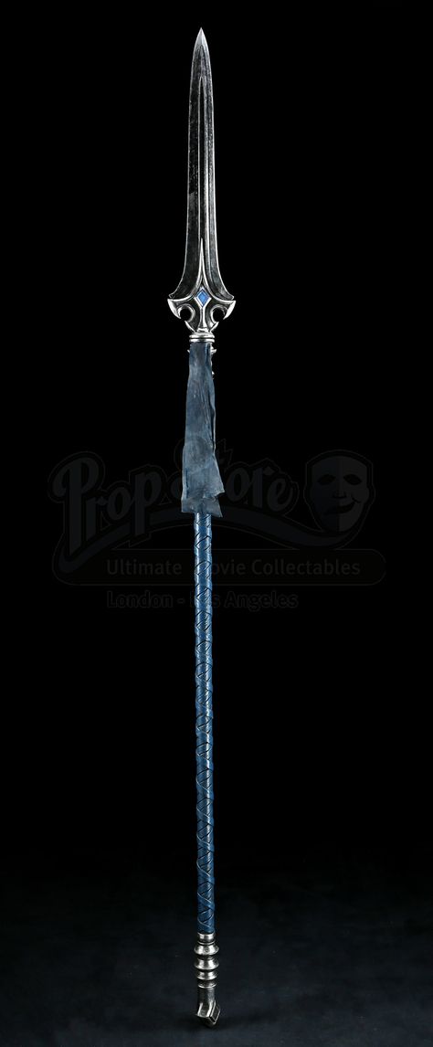 Alliance Spear Water Spear Design, Spear Design Drawing, Spear Aesthetic Blue, Spear Artwork, Spear Fantasy Art, Sci Fi Spear, Elven Spear, Dnd Spear, Spear Concept Art