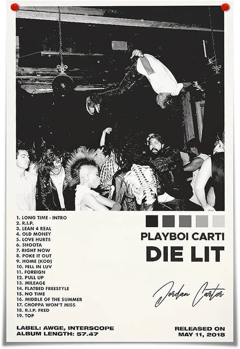 Playboi Carti Poster, Poster Room Aesthetic, Carti Poster, Rapper Posters, Room Aesthetic Decor, Rap Album Covers, Minimalist Music, Poster Decorations, Fall In Luv