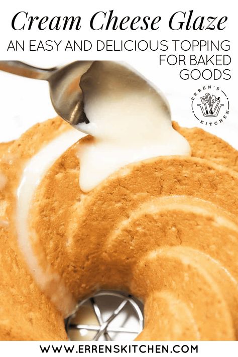 A delicious glaze made with cream cheese, butter, vanilla, and a pinch of salt to bring out the flavors. This delectable cream cheese glaze is great for anything from cakes to buns. It’s so good, you’ll want to eat it with a spoon! Whether you’re glazing a Red Velvet Bundt Cake or Homemade Cinnamon Rolls, nothing compares to a smooth, creamy cream cheese glaze to finish it off. This is the ideal topping for any sweet treat, and it’s easily made with just a handful of ingredients! Keto Cream Cheese Glaze, Cream Cheese Pound Cake With Glaze, Cream Cheese Glaze For Cinnamon Rolls, Cream Cheese Icing For Bundt Cake, Cream Cheese Frosting Glaze, Cream Cheese Glaze For Bundt Cake, Red Velvet Cake With Cream Cheese Icing, Cream Cheese Drizzle Icing, Bundt Cake Glaze Recipe