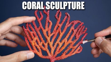 How to Sculpt - Coral : Red Gorgornian Sea Fan - Polymer Clay/Modeling Clay | Stephanie Kilgast | Skillshare Clay Coral Tutorial, Coral Polymer Clay, Things To Make With Clay, Polymer Clay Coral, Shell Creatures, Coral Diy, Clay Coral, Coral Clay, Stephanie Kilgast