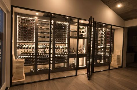 Wood Wine Cellar, Wine Cellar Modern, Modern Wine Cellar, Under Stairs Wine Cellar, Wine Cellar Wall, Contemporary Wine Cellar, Wine Room Design, Custom Wine Room, Cellar Ideas