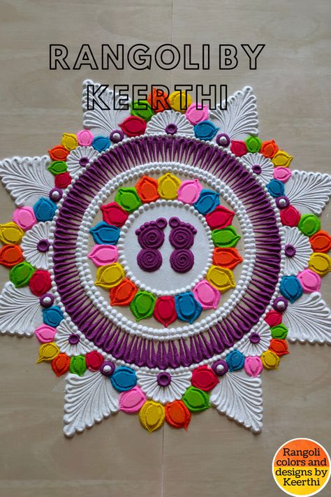 Colorful rangoli design Coloured Sand, Lime Stone, Rangoli Colours, Dry Rice, Red Ochre, Colorful Rangoli, Colorful Rangoli Designs, Colored Sand, Beautiful Rangoli Designs