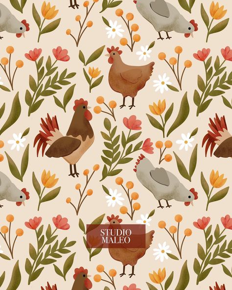 Chicken pattern for the #doodleadaymarch . #repeatpattern #repeatpatterns #fabric #fabricrepeat #kidsclothing #kidsfashion #patterndesign #fabricpattern #seamlesspattern #textiledesign #textilepattern A Days March, Fabric Home Decor, Chicken Pattern, Textile Patterns, Kids' Fashion, The Field, Repeating Patterns, Textile Design, Fabric Patterns