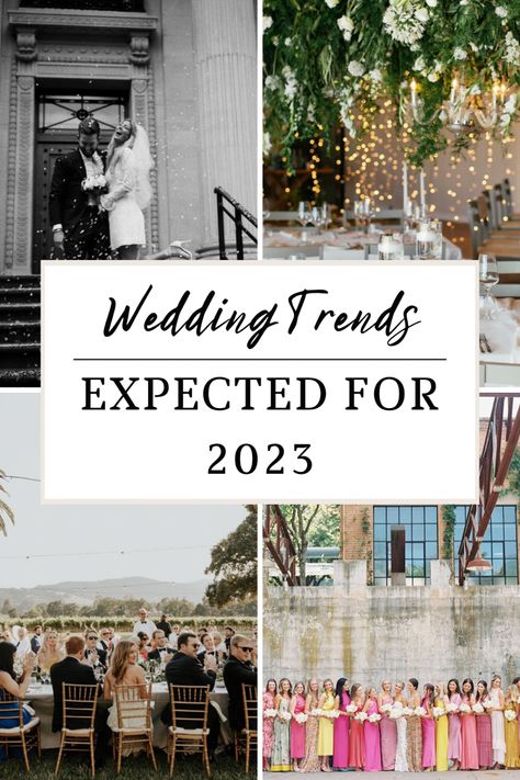 2023 Wedding Trends | Wedding Inspiration | Denise Fung Harpist. 2023 is going to be another exceptional year full of unique wedding trends! Discover mismatched bridesmaids dresses, wedding film photography, full weekend weddings, and statememt florals. Inspo for your upcoming wedding! Read about my favorite 2023 wedding trends on the blog! Wedding Table Trends 2023, 2023 Bridal Colors, Wedding Table Decorations 2023, Boho Classy Wedding Decor, 2023 Outdoor Wedding Trends, Bridesmaid 2023 Trends, Upcoming Wedding Trends, Wedding Trends 2023 Flowers, Wedding Flower Trends For 2023