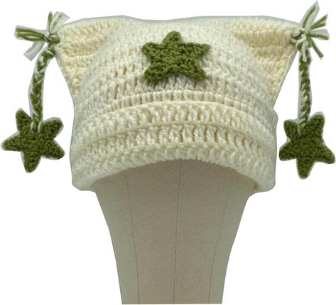 Aesthetic Beanies, Crochet Hats For Women, Beanies Women, Women Grunge, Friendship Art, Beanies For Women, Grunge Accessories, Crochet Hat For Women, Cat Beanie