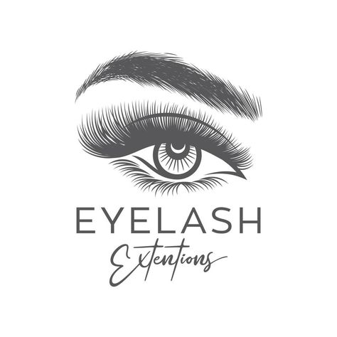 Luxury Beauty Eyelashes Logo Vector illustration Logo Extension, Lash Logo Ideas, Eyelashes Logo, Lash Logo, Eyelash Logo, Eyelash Extentions, Lashes Logo, Beauty Lash, Random Ideas