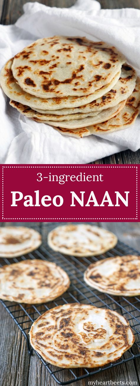 1 Dose Kokosmilch (nicht gesüßt); 1/2 Bescher Tapiocamehl; 1/2 Becher Mandelmehl ... mischen und kleine Naans in der Pfanne braten. Paleo Naan, Paleo Snack, Flat Breads, Paleo Bread, Indian Bread, How To Eat Paleo, Chapati, Diet Keto, Gluten Free Bread