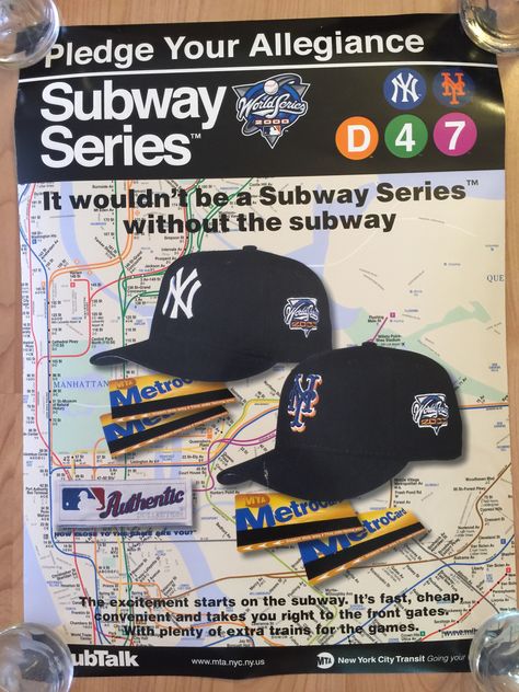 2000 Subway Series New York Subway Map, New York Subway Signs, Subway Poster, Subway Series, Nyc Subway Map, Vintage New York Giants, Yankees World Series, Baseball Posters, Ny Mets