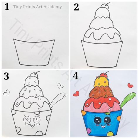 Endangered Animals Activities, Drawing Party, Drawing Pictures For Kids, Ice Cream Cartoon, Art Unit, Oil Pastel Colours, Cake Drawing, Drawing Tutorials For Kids