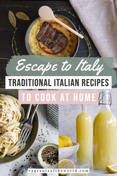 Collage of Italian food. Pasta Recipes Authentic, Traditional Italian Pasta Recipes, Traditional Italian Recipes, Authentic Italian Recipes, Food Traditional, Famous Food, Recipes To Cook, Traditional Italian Dishes, Usa Food