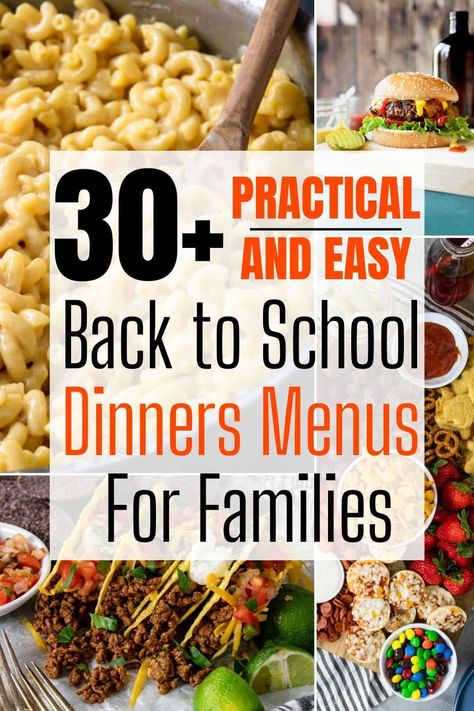 Easy Dinner Weeknight Meals, School Night Supper Ideas, Meal Prep Ideas Dinner Families, Work Day Dinners, Easy Weekly Dinner Menu Ideas Healthy, Two Weeks Of Dinner Ideas, Easy Dinner Schedule, School Day Dinner Ideas, Easy Back To School Dinner Recipes