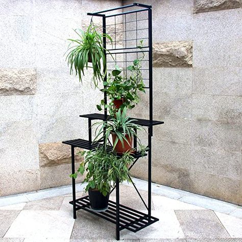 Amazon.com: Zhongma Hanging Plant Pot Shelf Rack Heavy Duty Plant holder Trellis,Multi Layer Plant Stand for Home, Garden, Balcony : Patio, Lawn & Garden Plant Stand For Small Balcony, Plant Rack Outdoor Metal, Outdoor Shelves For Plants Metal, Multitier Plant Stand, Flower Pot Stand Metal, Plant Display Ideas, Iron Plant Stand, Indoor Plant Wall, Tall Plant Stands