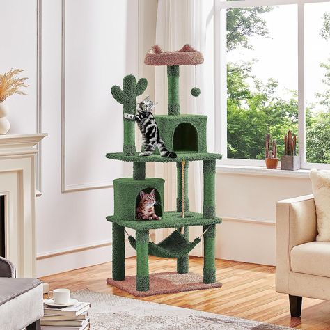 Cat Scratching Tree, Large Cat Tree, Cactus Cat, Modern Cat Tree, Brown Color Schemes, Cat Tree Condo, Cat Condo, Cat Climbing, Cat Tower