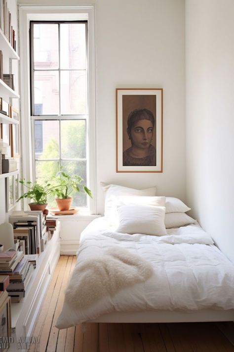 Looking for small guest bedroom ideas? We're giving you today's best 15 expert design and décor tips (to the 3 things to AVOID)! Small Guest Bedroom Storage Ideas, Bedroom One Person, Guest Bedroom Study Combo, Nyc Small Bedroom Ideas, Small Guest Bedroom Office, Cosy Guest Bedroom, Narrow Guest Bedroom, Small Bedroom No Windows, Small Rectangular Bedroom Ideas