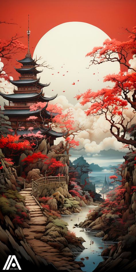 Prompt: Japanese architecture, ukiyo-e art --ar 1:2 --s 750 —v 5.2 #ai #midjourneyart #japan #sakura #ukiyo Japanese Ukiyo-e, Traditional Japanese Art Wallpaper, Japanese Landscape Tattoo, Japanese Sakura Art, Ukiyo E Art, Japanese Traditional Art, Japanese Culture Art, Beautiful Paintings Of Nature, Japanese Scenery