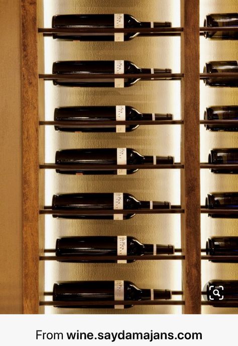 Wine Cellar Modern, Wine Wall Display, Wine Cellar Wall, Wine Cave, Home Wine Cellars, Wine Cellar Design, Cellar Design, Wine Rack Storage, Wine Shelves