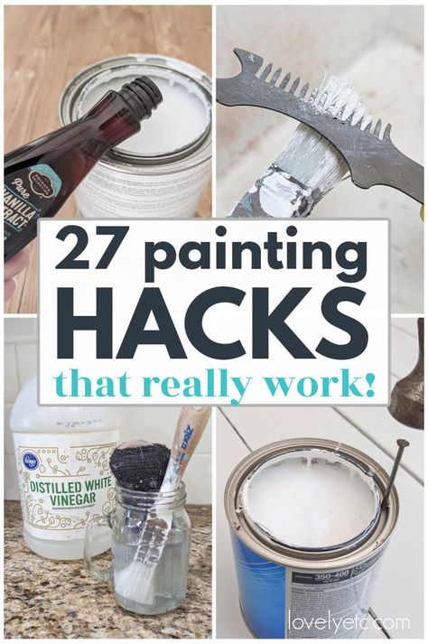 These easy painting hacks will make every DIY painting job quicker, easier, and more enjoyable. Including painting tricks for everything from cleaning paint brushes to painting windows to using painter's tape. Make your next DIY paint job your best yet. Paint Hacks, How To Make Cheap Paint Thicker, Painting Hacks, How To Fix Paint Brushes, Using A Paint Sprayer On Walls, How To Use Paint Sprayer, Gel Stain Furniture, Paint Brushes And Rollers, House Painting Tips