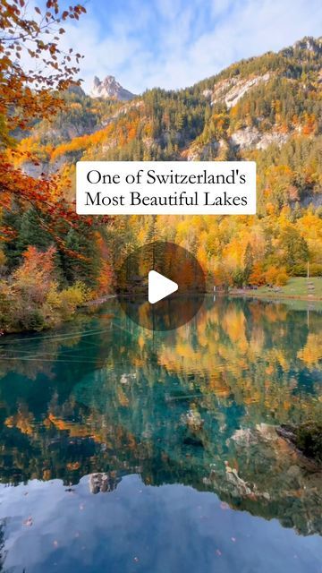 Lake Blausee Switzerland, Switzerland October, Blausee Switzerland, Orange Hues, Early Mornings, Stay Overnight, Clear Lake, Autumn Painting, Opening Hours