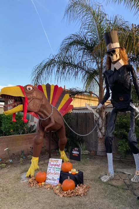 Huge Home Depot skeleton haunts Thanksgiving, Christmas displays Posing Skeletons, 12 Ft Skeleton, Thanksgiving Skeleton, 12ft Skeleton, Outdoor Skeleton, Halloween People, Skeleton Pics, Huge Home, Skeleton Clothes