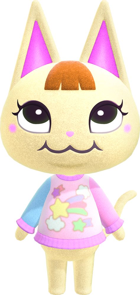 Merry is a peppy cat villager from the Animal Crossing series. She first appeared in Doubutsu no Mori e+ as one of six starter cards bundled with the game, alongside Walker, Maggie, Rod, Angus, and Willow, respectively. Merry was absent from Animal Crossing: Wild World, but reappeared in Animal Crossing: City Folk. Her English name comes from "merry," having the same meaning as her Japanese name, and is also similar to the common given name "Mary." Animal Crossing Islanders, Merry Animal Crossing, Cat Animal Crossing, Animal Crossing Cats, Mod Wall, Acnh Villagers, Animal Crossing Wiki, Cat Island, Animal Crossing Fan Art