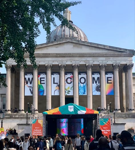 Welcome week 2023 at UCL UCL Main Quad during freshers’ week Ucl University, Welcome Week, University In England, Freshers Week, Good Night Story, Study In London, England Aesthetic, Wish Board, History Major