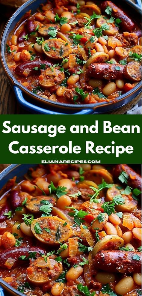 Love sausage recipes? This Sausage and Bean Casserole Recipe is perfect! Great for dinner ideas easy to prepare, it’s an ideal choice for sausage recipes for dinner and one of the top casserole recipes for dinner. Rainy Day Casseroles, Turkey Smoked Sausage Recipes Healthy, Sausage Bake One Pan, Easy Andouille Sausage Recipes, Sausage Crockpot Meals, Summer Sausage Recipes Dinners, Link Sausage Recipes Dinners, Recipes With Pork Sausage, Dinner Sausage Recipes