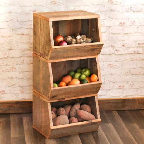 Potato bin Vegetable bin Scandinavian Barn wood Rustic | Etsy Palet Ideas, Potato And Onion Bin, Dapur Rustic, Potato Bin, Potato Storage, Vegetable Bin, Produce Storage, Vegetable Storage, Repurposed Wood