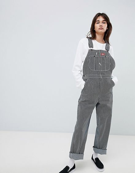 Dickies Dungarees Outfit, Dickies Overalls Outfit, Cute Dungarees, Long Blue Skirts, Express Fashion, Brown Jumpsuits, Denim Dungarees, Layering Outfits, Fashion Design Clothes