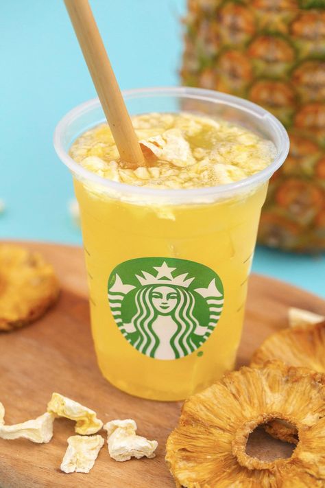 Starbucks Pineapple Passionfruit Refresher - Mind Over Munch Starbucks Pineapple Passionfruit, Pineapple Passionfruit Refresher, Starbucks Strawberry Acai Refresher, Passion Fruit Tea, Green Tea Lemonade, Strawberry Acai Refresher, Real Fruit Juice, Mango Lemonade, Starbucks Strawberry