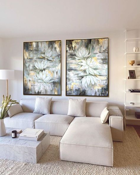 Wall Art Luxury, Palette Knife Art, Gold Living Room, Hang Art, Grey Painting, Green Paintings, Infinity Love, Water Reflections, Original Wall Art