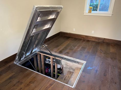 Interior Floor Hatches Floor Hatch Ideas, Basement Bulkhead, Floor Hatch, Studio Basement, Bulkhead Doors, Glass Wine Cellar, Basement Doors, Warehouse Loft, Stair Ideas