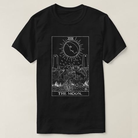 Tarot Shirt Design, Tarot T Shirt, Tarot Tshirt, Tarot Shirts, Moon Black And White, Goblincore Outfits, Tarot Shirt, Tarot Card Shirt, Celestial Shirt