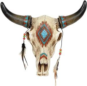 BLACK FOREST DECOR Southwestern Skull Wall Hanging Bull Head Decor, Animal Skull Decor, Deer Skull Art, Painted Cow Skulls, Cow Skull Decor, Painted Antlers, Cow Skull Art, Bison Skull, Skull Crafts